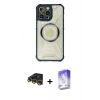 MARSİLYAN™- iPhone 14 Pro Max Kılıf Kutup Modern - Siyah Bilvis 5in1 3D Magic Cam Ekran Koruyucu + Raze Metal Kamera Lens - GD