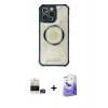 MARSİLYAN™- iPhone 14 Pro Max Kılıf Kutup Modern - Siyah Bilvis 5in1 5D Magic Hayalet Cam Ekran Koruyucu + Bilvis Titan Kamera Lens - GD