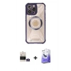 MARSİLYAN™- iPhone 14 Pro Max Kılıf Kutup Modern - Siyah Bilvis 5in1 5D Magic Hayalet Cam Ekran Koruyucu + Gümüş Bilvis Titan Kamera Lens
