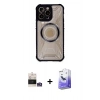MARSİLYAN™- iPhone 14 Pro Max Kılıf Kutup Modern - Siyah Bilvis 5in1 5D Magic Hayalet Cam Ekran Koruyucu + Gümüş Bilvis Titan Kamera Lens