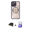 MARSİLYAN™- iPhone 14 Pro Max Kılıf Kutup Modern - Siyah Bilvis 5in1 5D Magic Hayalet Cam Ekran Koruyucu + Raze Metal Kamera Lens - GD