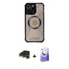 MARSİLYAN™- iPhone 14 Pro Max Kılıf Kutup Modern - Siyah Bilvis 5in1 5D Magic Hayalet Cam Ekran Koruyucu + Raze Metal Kamera Lens - GD