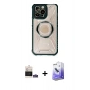 MARSİLYAN™- iPhone 14 Pro Max Kılıf Kutup Modern - Siyah Bilvis 5in1 5D Magic Hayalet Cam Ekran Koruyucu + Gümüş Bilvis Titan Kamera Lens