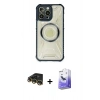 MARSİLYAN™- iPhone 14 Pro Max Kılıf Kutup Modern - Siyah Bilvis 5in1 5D Magic Hayalet Cam Ekran Koruyucu + Raze Metal Kamera Lens - GD
