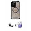MARSİLYAN™- iPhone 14 Pro Max Kılıf Kutup Modern - Siyah Bilvis 5in1 5D Magic Hayalet Cam Ekran Koruyucu + Bilvis Titan Kamera Lens - DNMR