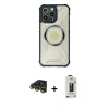 MARSİLYAN™- iPhone 14 Pro Max Kılıf Kutup Modern - Siyah Bilvis Hayalet Cam Ekran Koruyucu + Raze Metal Kamera Lens - GD