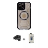 MARSİLYAN™- iPhone 14 Pro Max Kılıf Kutup Modern - Siyah Bilvis Hayalet Cam Ekran Koruyucu + Raze Metal Kamera Lens - GS