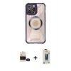 MARSİLYAN™- iPhone 14 Pro Max Kılıf Kutup Modern - Siyah Bilvis Hayalet Cam Ekran Koruyucu + Bilvis Titan Kamera Lens - SH