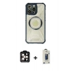 MARSİLYAN™- iPhone 14 Pro Max Kılıf Kutup Modern - Siyah Bilvis Hayalet Cam Ekran Koruyucu + PVD Metal Kamera Lens - TU