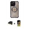 MARSİLYAN™- iPhone 14 Pro Max Kılıf Kutup Modern - Siyah Buffer Cam Ekran Koruyucu + Raze Metal Kamera Lens - GD