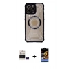 MARSİLYAN™- iPhone 14 Pro Max Kılıf Kutup Modern - Siyah Buffer Hayalet Cam Ekran Koruyucu + Bilvis Titan Kamera Lens - DNMR
