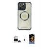 MARSİLYAN™- iPhone 14 Pro Max Kılıf Kutup Modern - Siyah Buffer Hayalet Cam Ekran Koruyucu + Bilvis Titan Kamera Lens - DNMR