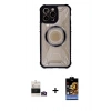MARSİLYAN™- iPhone 14 Pro Max Kılıf Kutup Modern - Siyah Buffer Hayalet Cam Ekran Koruyucu + Bilvis Titan Kamera Lens - GD