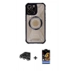 MARSİLYAN™- iPhone 14 Pro Max Kılıf Kutup Modern - Siyah Buffer Hayalet Cam Ekran Koruyucu + Raze Metal Kamera Lens - GS