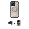 MARSİLYAN™- iPhone 14 Pro Max Kılıf Kutup Modern - Siyah Buffer Hayalet Cam Ekran Koruyucu + Raze Metal Kamera Lens - GS