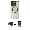 MARSİLYAN™- iPhone 14 Pro Max Kılıf Kutup Modern - Siyah Buffer Hayalet Cam Ekran Koruyucu + Raze Metal Kamera Lens - GS