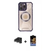 MARSİLYAN™- iPhone 14 Pro Max Kılıf Kutup Modern - Siyah Buffer Hayalet Cam Ekran Koruyucu + Raze Metal Kamera Lens - GS