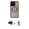 MARSİLYAN™- iPhone 14 Pro Max Kılıf Kutup Modern - Siyah Joko 5D Cam + Gold Raze Metal Kamera Lens