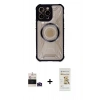 MARSİLYAN™- iPhone 14 Pro Max Kılıf Kutup Modern - Siyah Mat Seramik Nano Ekran Koruyucu + Bilvis Titan Kamera Lens - DNMR