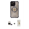 MARSİLYAN™- iPhone 14 Pro Max Kılıf Kutup Modern - Siyah Mat Seramik Nano Ekran Koruyucu + Bilvis Titan Kamera Lens - GD