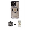 MARSİLYAN™- iPhone 14 Pro Max Kılıf Kutup Modern - Siyah Mat Seramik Nano Ekran Koruyucu + PVD Metal Kamera Lens - TU