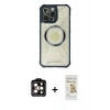 MARSİLYAN™- iPhone 14 Pro Max Kılıf Kutup Modern - Siyah Mat Seramik Nano Ekran Koruyucu + PVD Metal Kamera Lens - TU