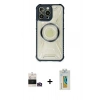 MARSİLYAN™- iPhone 14 Pro Max Kılıf Kutup Modern - Siyah Polymer Nano Ekran Koruyucu + Bilvis Titan Kamera Lens - GD
