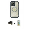 MARSİLYAN™- iPhone 14 Pro Max Kılıf Kutup Modern - Siyah Polymer Nano Ekran Koruyucu + Raze Metal Kamera Lens - GD