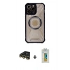 MARSİLYAN™- iPhone 14 Pro Max Kılıf Kutup Modern - Siyah Polymer Nano Ekran Koruyucu + Raze Metal Kamera Lens - GD