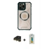 MARSİLYAN™- iPhone 14 Pro Max Kılıf Kutup Modern - Siyah Polymer Nano Ekran Koruyucu + Raze Metal Kamera Lens - GD