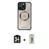 MARSİLYAN™- iPhone 14 Pro Max Kılıf Kutup Modern - Siyah Polymer Nano Ekran Koruyucu + PVD Metal Kamera Lens - TU
