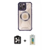 MARSİLYAN™- iPhone 14 Pro Max Kılıf Kutup Modern - Siyah Polymer Nano Ekran Koruyucu + PVD Metal Kamera Lens - TU