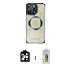 MARSİLYAN™- iPhone 14 Pro Max Kılıf Kutup Modern - Siyah Polymer Nano Ekran Koruyucu + PVD Metal Kamera Lens - TU