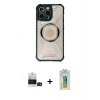 MARSİLYAN™- iPhone 14 Pro Max Kılıf Kutup Modern - Siyah Polymer Nano Ekran Koruyucu + Siyah Bilvis Titan Kamera Lens