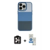 MARSİLYAN™- iPhone 14 Pro Max Kılıf Kutup Özel Seri - Şeffaf Royal Nano Ekran Koruyucu + Turuncu PVD Metal Kamera Lens