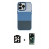 MARSİLYAN™- iPhone 14 Pro Max Kılıf Kutup Özel Seri - Siyah 360 Mat Full Body Arka Koruyucu + PVD Metal Kamera Lens - TU