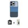 MARSİLYAN™- iPhone 14 Pro Max Kılıf Kutup Özel Seri - Siyah 6D Mat Seramik Hayalet Nano Ekran Koruyucu + Turuncu PVD Metal Kamera Lens