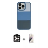 MARSİLYAN™- iPhone 14 Pro Max Kılıf Kutup Özel Seri - Siyah Bilvis 3D Mat Cam Ekran Koruyucu + PVD Metal Kamera Lens - TU