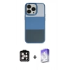 MARSİLYAN™- iPhone 14 Pro Max Kılıf Kutup Özel Seri - Siyah Bilvis 5in1 3D Magic Cam Ekran Koruyucu + PVD Metal Kamera Lens - TU