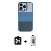 MARSİLYAN™- iPhone 14 Pro Max Kılıf Kutup Özel Seri - Siyah Bilvis Hayalet Cam Ekran Koruyucu + Turuncu PVD Metal Kamera Lens