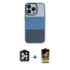 MARSİLYAN™- iPhone 14 Pro Max Kılıf Kutup Özel Seri - Siyah Buffer Cam Ekran Koruyucu + PVD Metal Kamera Lens - TU