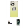 MARSİLYAN™- iPhone 14 Pro Max Kılıf Kutup Yansıma Özel Seri - Şeffaf 360 Full Body Arka Koruyucu + Gümüş Bilvis Titan Kamera Lens