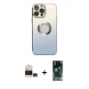MARSİLYAN™- iPhone 14 Pro Max Kılıf Kutup Yansıma Özel Seri - Şeffaf 360 Full Body Arka Koruyucu + Siyah Bilvis Titan Kamera Lens