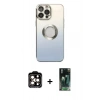 MARSİLYAN™- iPhone 14 Pro Max Kılıf Kutup Yansıma Özel Seri - Şeffaf 360 Full Body Arka Koruyucu + PVD Metal Kamera Lens - TU