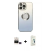 MARSİLYAN™- iPhone 14 Pro Max Kılıf Kutup Yansıma Özel Seri - Şeffaf Pasifik Cam Ekran Koruyucu + Bilvis Titan Kamera Lens - GD