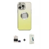 MARSİLYAN™- iPhone 14 Pro Max Kılıf Kutup Yansıma Özel Seri - Şeffaf Pasifik Cam Ekran Koruyucu + Siyah Bilvis Titan Kamera Lens