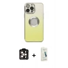 MARSİLYAN™- iPhone 14 Pro Max Kılıf Kutup Yansıma Özel Seri - Şeffaf Pasifik Cam Ekran Koruyucu + PVD Metal Kamera Lens - TU