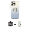 MARSİLYAN™- iPhone 14 Pro Max Kılıf Kutup Yansıma Özel Seri - Şeffaf Pasifik Cam Ekran Koruyucu + PVD Metal Kamera Lens - TU