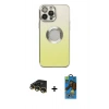 MARSİLYAN™- iPhone 14 Pro Max Kılıf Kutup Yansıma Özel Seri - Siyah 18D Cam Ekran Koruyucu + Raze Metal Kamera Lens - GD