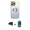 MARSİLYAN™- iPhone 14 Pro Max Kılıf Kutup Yansıma Özel Seri - Siyah 18D Cam Ekran Koruyucu + Raze Metal Kamera Lens - GS